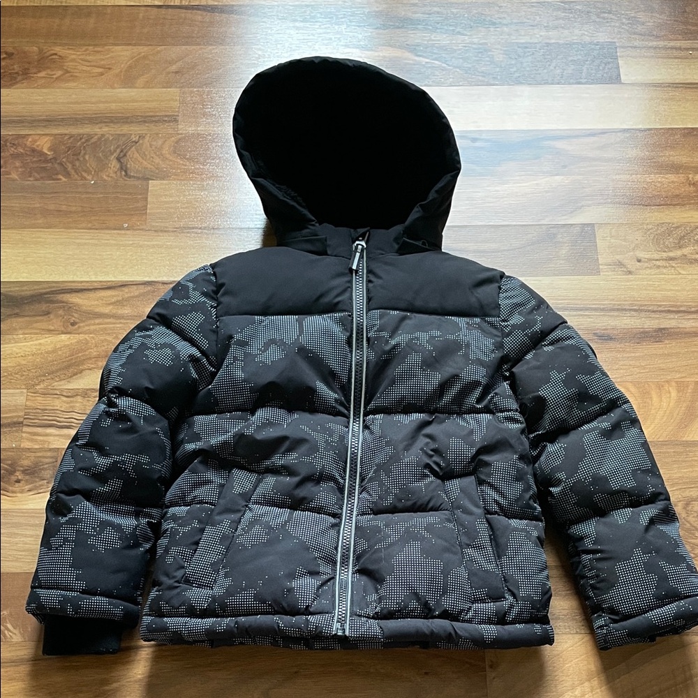 Children's Black Camouflage Puffer Coat